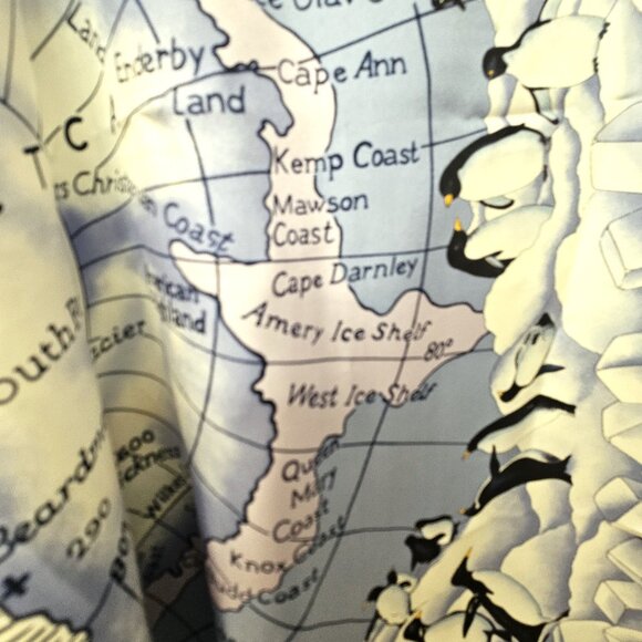 Escada rare Antarctica silk scarf map penguins ice floes polar bears - Picture 8 of 10